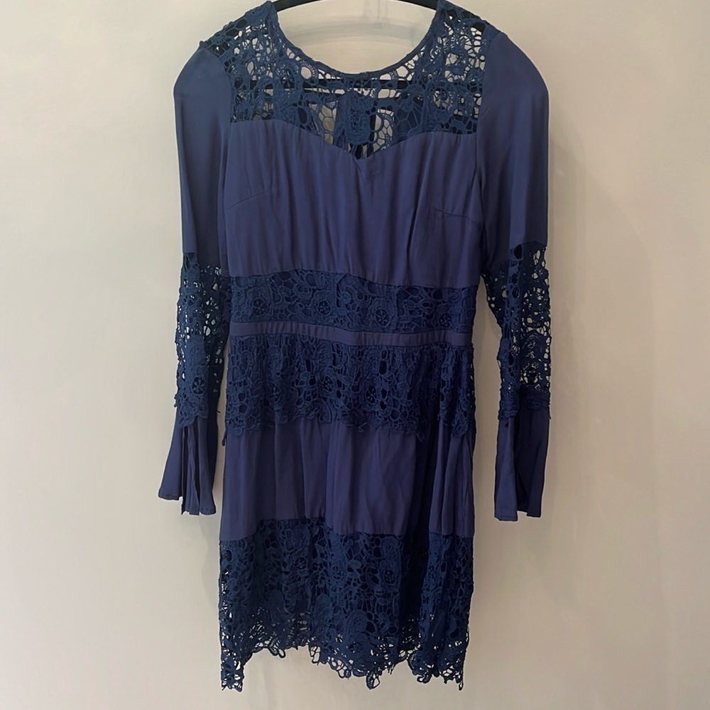 EUC ModCloth Doe & Rae Blue Crochet Lace Dress Size S​​​​​
